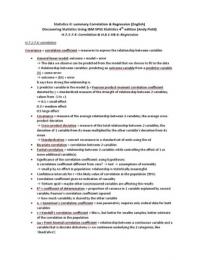 Statistics&colon; Correlation & Regression summary 