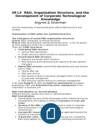 L3 summary article R&D organization structure &period;&period;&period;