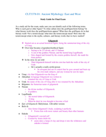 CLT 3378 FINAL EXAM STUDY GUIDE &lpar;Ancient Mythology&rpar;