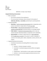 MAR 3023 &vert; Dr&period; Brady &vert; EXAM 4 GUIDE