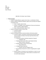 MAR 3023 &vert; DR&period; BRADY &vert; EXAM 3 GUIDE