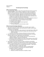 Myers Chapter 1&colon; Introduction to Social Pscyhology