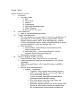 Developing A Global Perspective Module 1-3 Readings