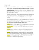 Regulation of gene expression in eukaryotes&nbsp;&nbsp;&nbsp;&nbsp;&nbsp;&nbsp;&nbsp;&nbsp;&nbsp; 