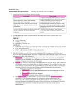 Photosynthesis & Light reactions&nbsp;&nbsp;&nbsp;&nbsp;&nbsp;&nbsp;&nbsp;&nbsp;&nbsp; 