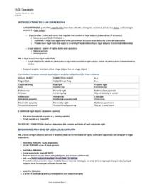 Law of Persons - Notes and Case Summaries